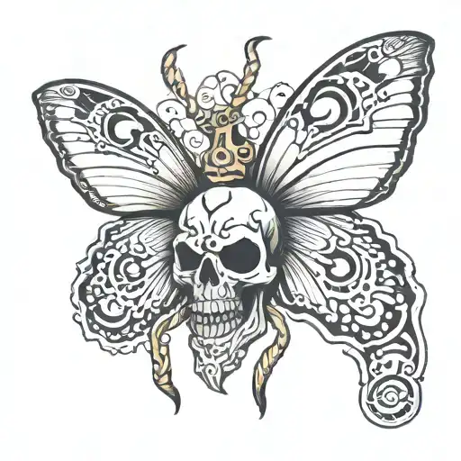 Skull Moth Tattoo Design