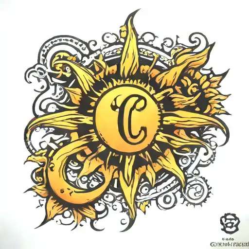 Sun With The Letter C In The Middle