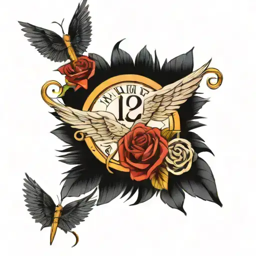 August 12 2022 In Roman Numerals With Angel Wings