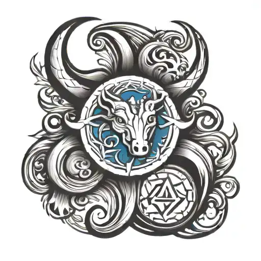 Aquarius Taurus Aries Zodiac Sign Tattoo Design