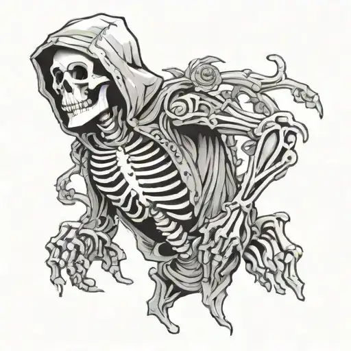 Skeleton Wearing A Hoodie And Chast Rig