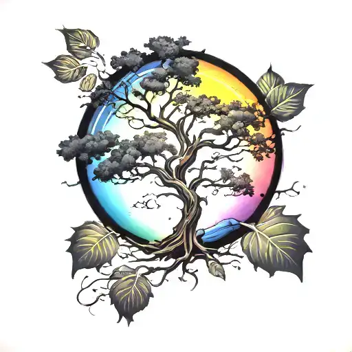 Black Tree With Rainbow Highlights