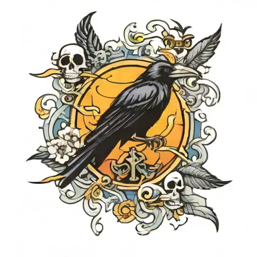 Crows Coming Out Of One Piece Sun Pirates Logo