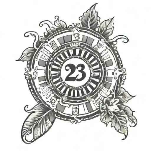 Gambling Tattoo Featuring Numbers 23 And 27 Like Roulette