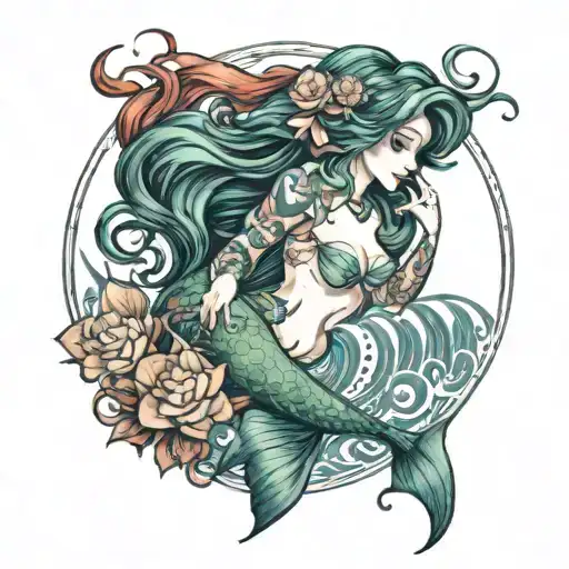 Ariel As A Mermaid With Ursulas Eals Circleing Her