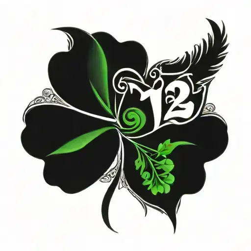 A 3 Leaf Clover With The Number 12 In Tribal Style