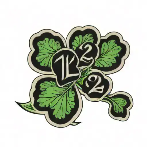 A 3 Leaf Clover With The Number 12 In A Bold Blackwork