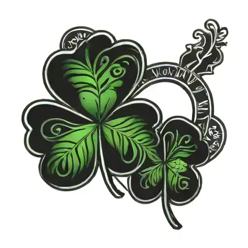 A 3 Leaf Clover With The Number 12 In A Bold Blackwork