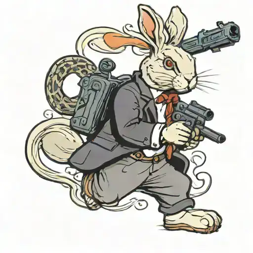 Cartoon Rabbit Holding A Gun
