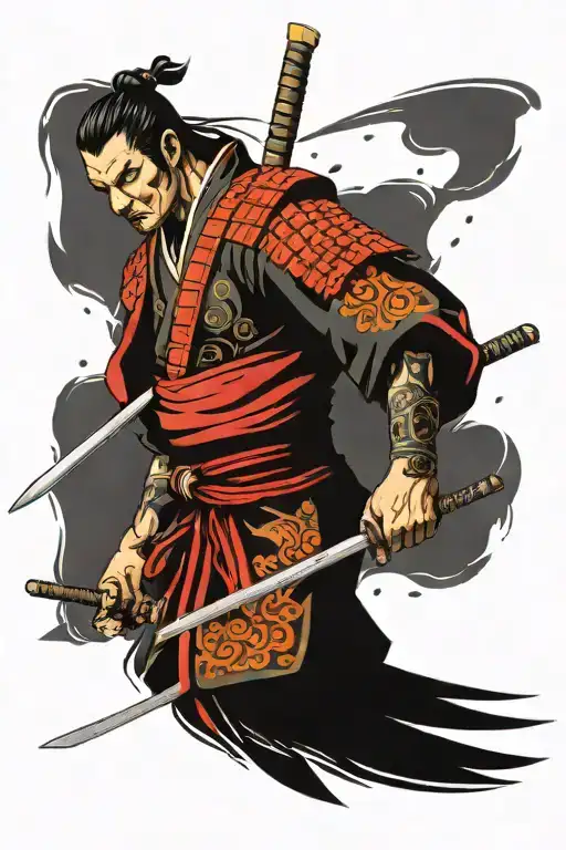 Samurai Warrior Wielding His Sword Wrapped Tightly