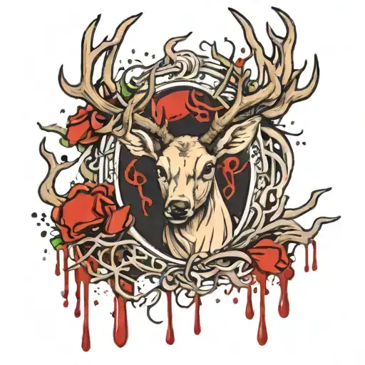 Deer Antlers And Blood Dripping