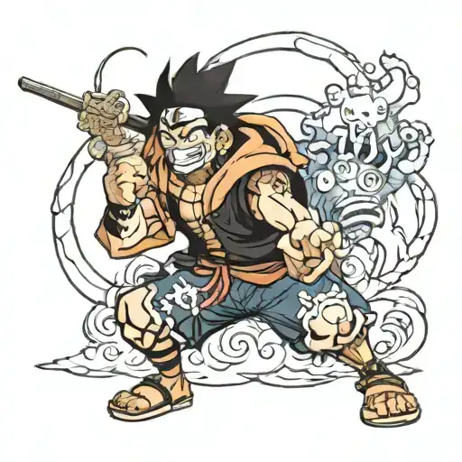 Rapha Lopes Naruto And Onepiece Luffy Gear 5