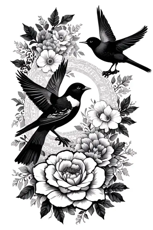 Floral Lace With Birds