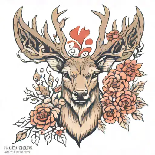 Deer And Between Them