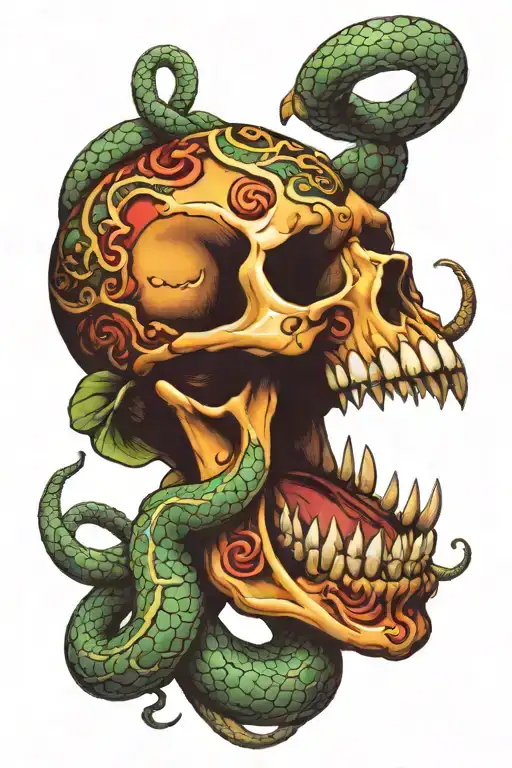 Skull With Snake