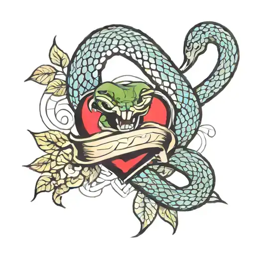 Snake And Heart And Knife