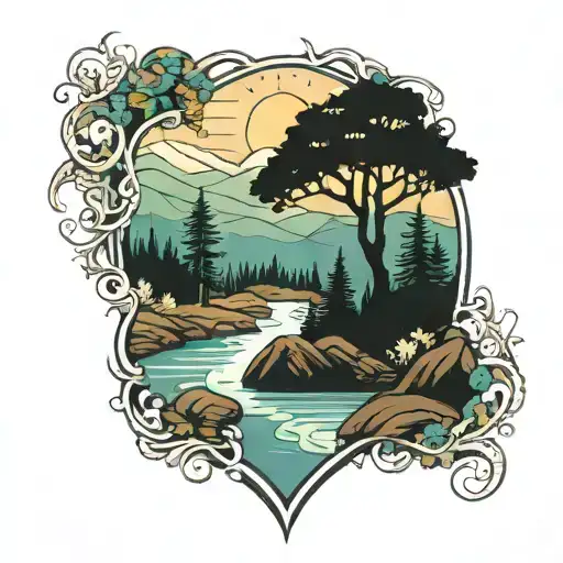 River Forest And Valley Intertwined With Eachother