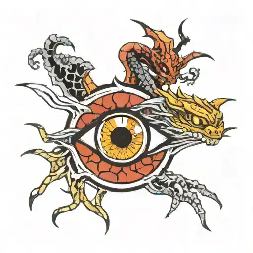 Eye With Spider And Dragon