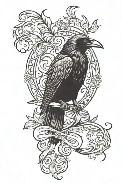 Raven With Thin Scroll Wrapping For Quote