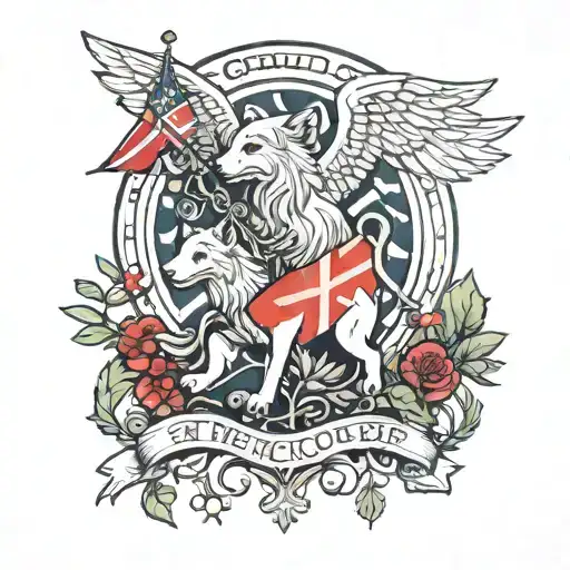 Angel Wolf Pack Czech And British Flag Forrest Generation Tree