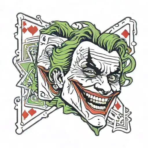 Joker Playing Card With Heath Ledger Joker Outline On It