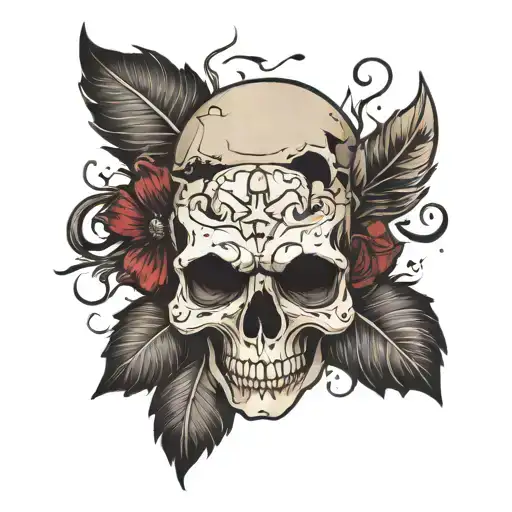 Half Of A Skull That Has A Tear Falling And The Other Half Is A Mask That Smiles