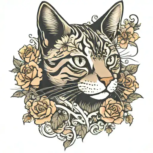 Cat Tattoo On Chest On Both Sides