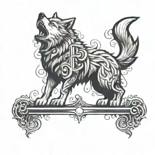 Letter T And Wolf Howling Wolf