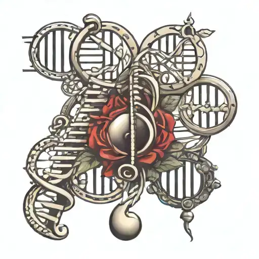 Dna Music Tattoo Design Featuring Iconic Symbols