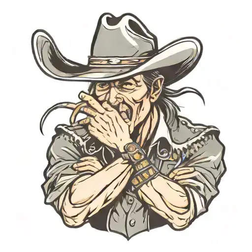 Crying Cowboy Holding An Mask