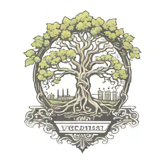 Yggdrasil Tree And Tombstone Human Shadow