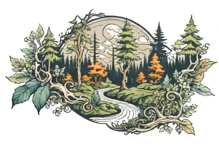 A Trail Winding Through A Dense Forest Scene