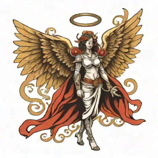 Angel With Wings And Mace