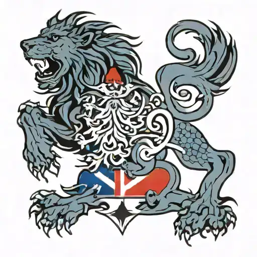 Rampant Lion Scottish With Australian Flag Incorporated