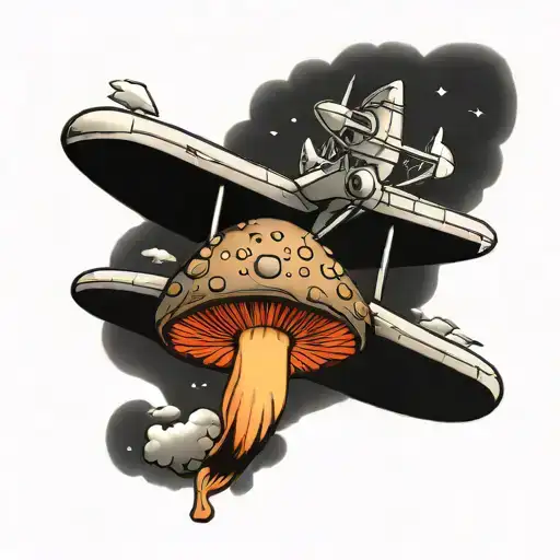 Mushroom Flying An Airplane