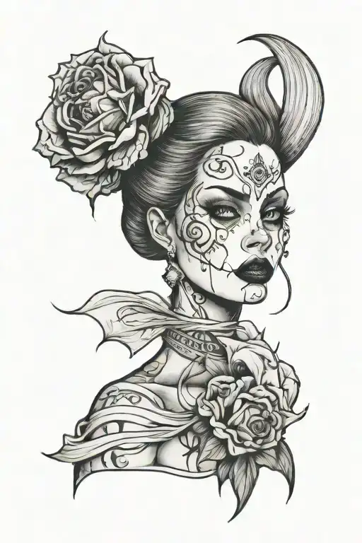 Spooky Woman Posing Together Looking Unhappy