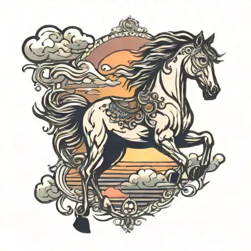 Horse With Sunset Sky