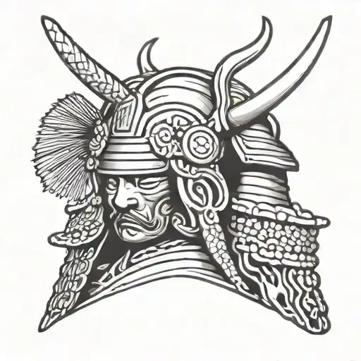 Eidechse Samurai Head With Helmet