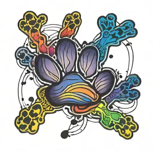 Rainbow Connected By Dog Paw Print