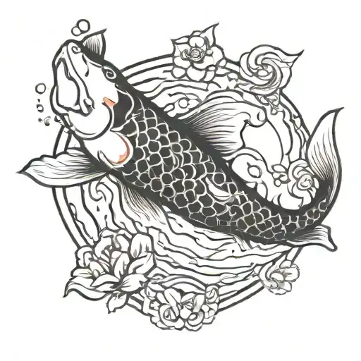 Koi Fish Jumping White Rabbit