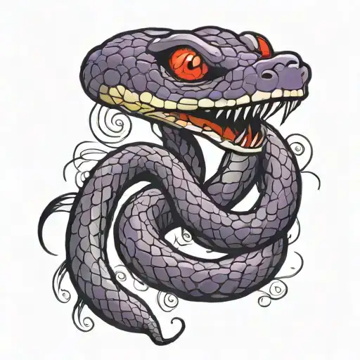 Purple Snake With Red Eyes On Body
