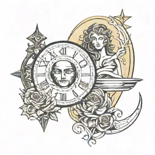 Waxing Gibbous Moon Phase With Libra Zodiac Sign Wrapped With Roman Numerals