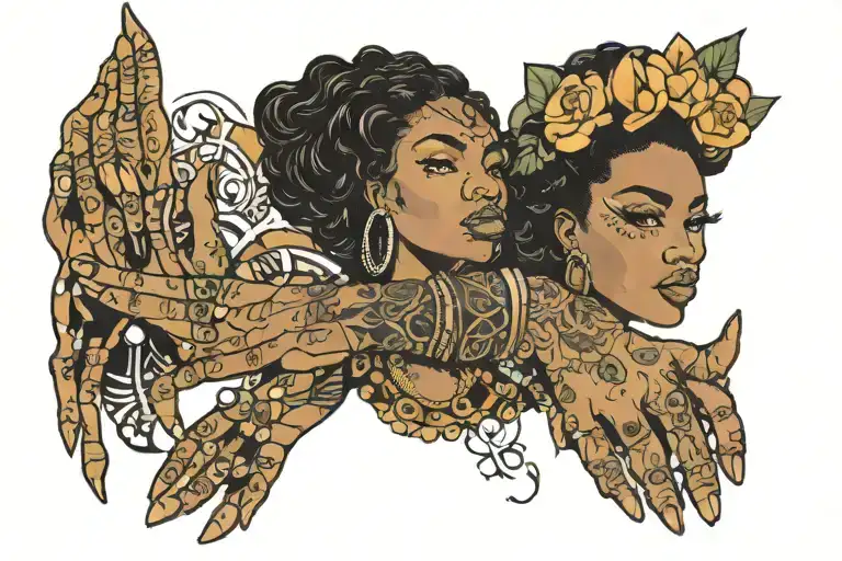 Brooklyn And Black Woman Hand