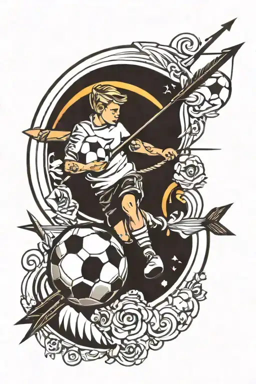 Child Soccer Ball And Arrow And Sun