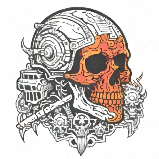 Had Tat With A Skull And Warzone Helmet And Gaming Symbols