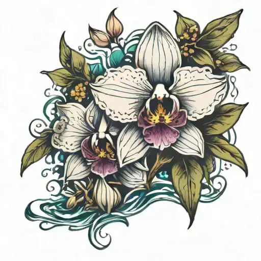 Orchid Blooming Underwater Scene