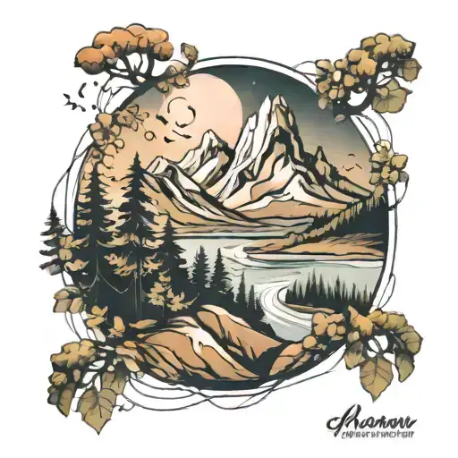 Mountain And Forest Landscape