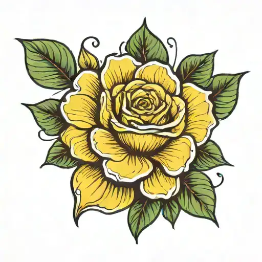 Single Yellow Rose With Two Small Shamrocks