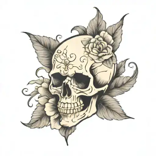 Skull An Flowers Surrounding