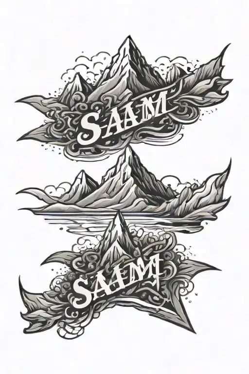 Mountain Peaks With Words 'Sam' And 'Fien'